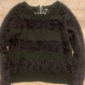 Xoxo Pullover Fuzzy Sweater with lace Black Size Small.